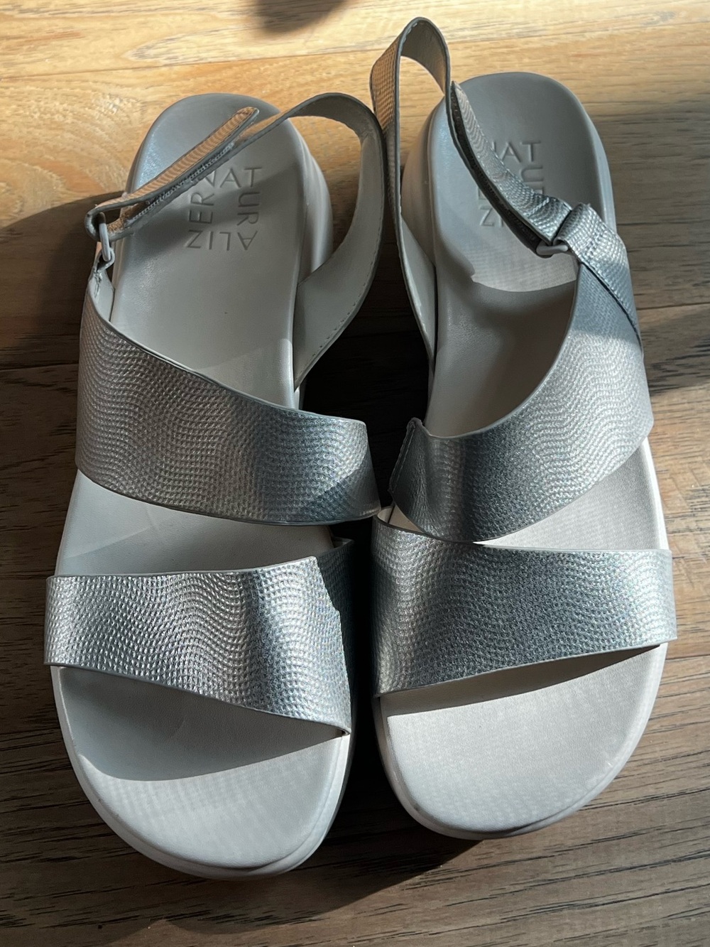 Naturalizer Silver Textured Slingback Sandals - Women